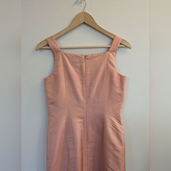 Vintage Y2K 2000s Ann Taylor 100% Silk Square Neck Sleeveless Sheath Dress 6P - Picture 7 of 9